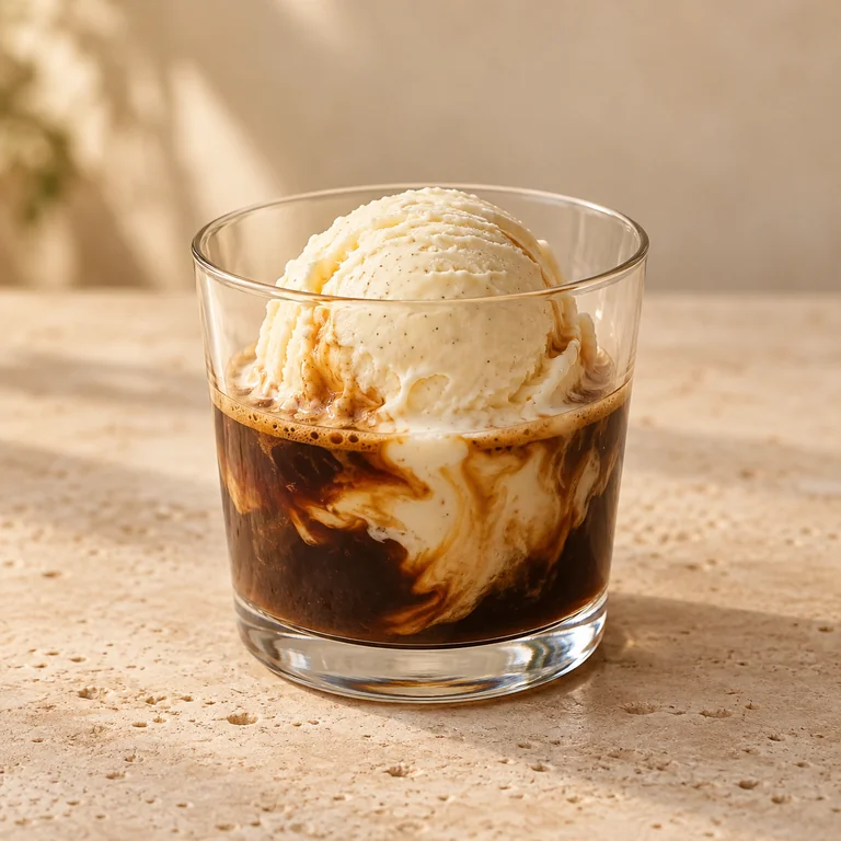 Vanilleeis mit heißem Espresso