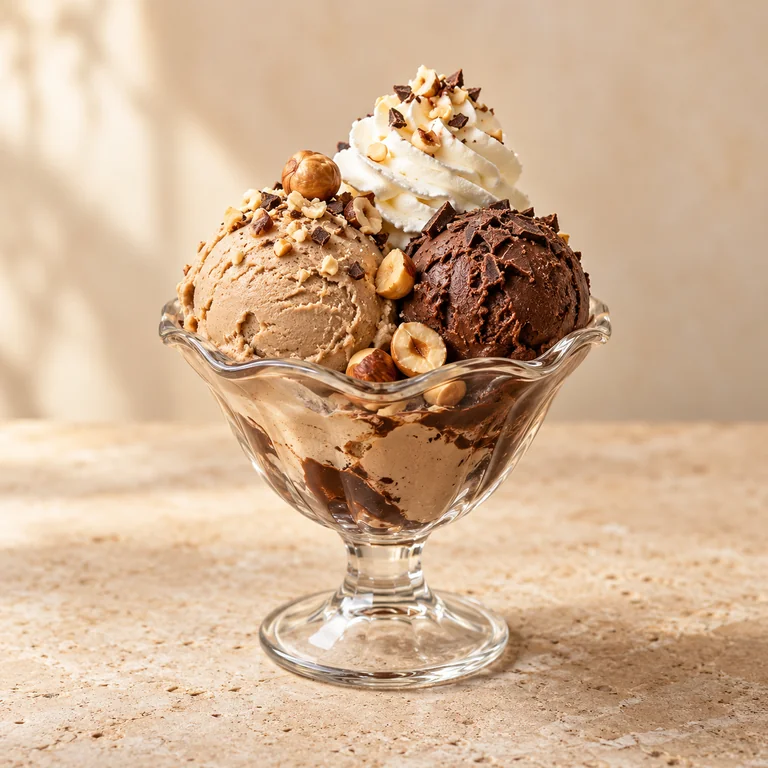 Haselnusseisbecher mit Nüssen