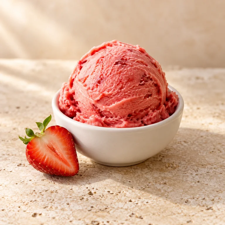 Erdbeereis mit frischen Erdbeeren