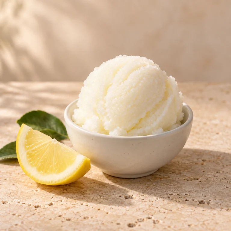 Zitronensorbet mit Zitrone